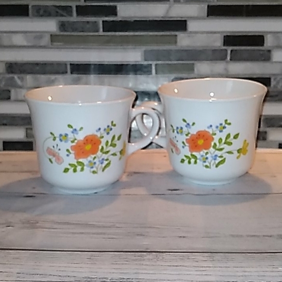 Corelle orange poppy wildflower tea coffee cups - Picture 1 of 4